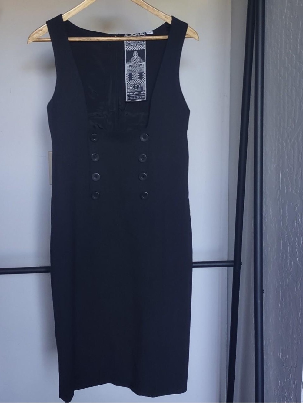 Vintage L.A.M.B by Gwen Stefani, pinafore jumper sheath dress, gray wool